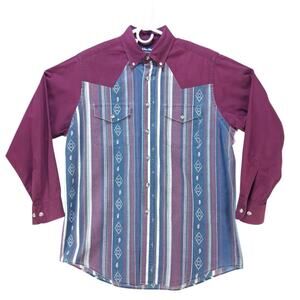 Mens vintage john blair Button Up shirt long sleeve size L Large Western